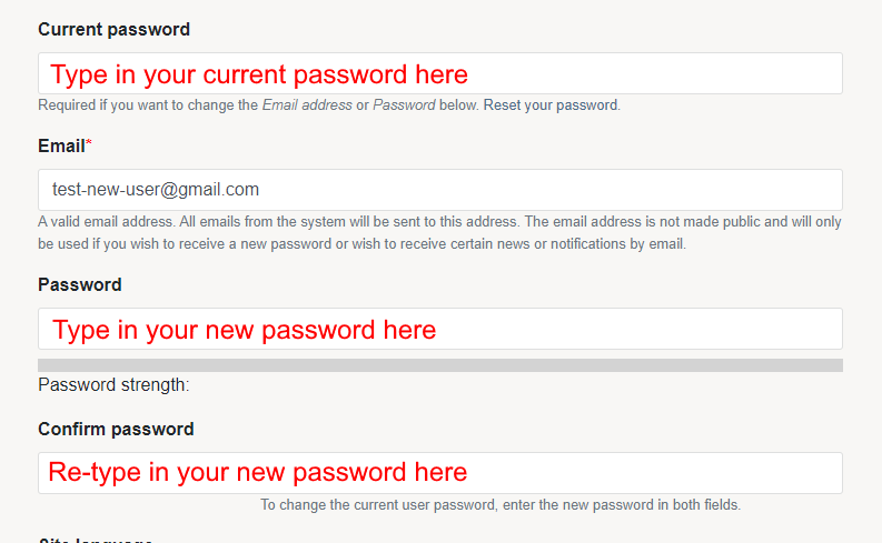 password change example